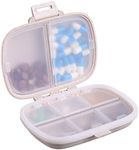 Zuihug 1Pack Daily Pill Organizer Box - Portable Pill Organizer Travel Case, Compact Pill Box and Pill Holder for Pocket Purse- Keep Your Medications Organized On-The-Go (Beige)