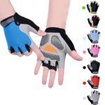 CubePlug Kids Boy Girl Cycling Climing Half Finger Gloves GEL Padded BMX Bike Fingerless [SPI] (M, Navy)