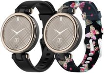 Replacement Bands for Garmin Lily Bands Band Women Accessories- Garmin Lily Silicone Colorful Printed Strap Pattern Sport Band Small Large (Black&Cat)