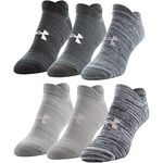 Under Armour Essential 2.0 No Show Socks 6-Pair White/Halo Gray/Assorted MD (Women's Shoe 6-10)