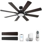 NOPAARD 70 Inch Smart Large Ceiling Fans with Light, Ceiling Fan with Alexa, App Controls and Remote, High CFM 11630, Reversible Dual Finish 8-Blade, Quiet DC Motor 6 Speed, Timing, Dimmable LED Light