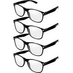 4 Pairs Retro Black Frame Glasses Clear Lens Eye Glasses Nerd Glasses for Halloween Decoration