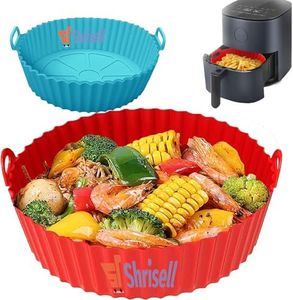 7 Inch Reusable Air Fryer Silicone Liners Pot, Round Silicone Air Fryer Basket Baking Tray Bowl Heat Resistant for 3 to 6 Qt Airfryer Oven Accesories (Multi-Color) (7 INCH, 3)