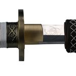 Siwode 40" Hand Forged Authentic The Walking Dead Michonne's Katana Sword in T10 Tempered Steel with Brown PU Leather Strap and Zombie Biohazard Logo