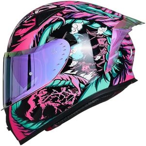 ILM Motorcycle Helmet Full Face with Pinlock Compatible Clear&Tinted Visors and Fins Street Bike Motocross Casco DOT Model Z501(Legend Pink, Small)