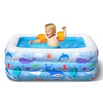 COOZi 1.4M Inflatable Paddling Pool for Kids - Easy to Use Rectangular Toddler Pool - Ocean Life Swimming Pool for Kids - Large Kids Paddling Pool - Kids Pool- Inflatable Pool - Baby Pool - Blue