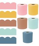 Carson Dellosa 325Ft Rolled Modern Boho Bulletin Board Border Set, 5 Pack Scalloped Border Trim, Brown, Yellow, Blue, Green and Pink Bulletin Board Borders for White Board, Cork Board, Classroom Décor