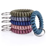 Yolev 6 Color Wrist Keychain Plastic Spring Transparency Flexible Spiral Coil Stretchable Spring Wristband Key Ring