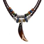 INMOFN Wolf Shark Tooth Necklace for Women Men,Adjustable Double PU Leather Cord Necklace (Tooth)