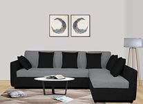 Adorn India Rio Decent L Shape 6 Seater coner Sofa Set (Right Side Handle) (Grey & Black)