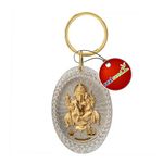 REAL SEED 24KT Gold Foil Ganesh Ji Key Ring in Premium Box, Exclusive Gifting Item | Key Ring Size - 9.2 x 4 CMS