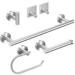 Towel Holders Bathroom Hardware Set - 6 PCS Stainless Steel Bathroom Towel Rails Set Wall Mounted, 40CM Bath Towel Bar +2 Toilet Paper Holders + 3 Towel Robe Hook, Heavy Duty Bathroom Accessories Kit