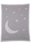 Love Cashmere Unisex 100% Cashmere Baby Cot Blanket - Moon & Stars - Grey Multi - Made in Scotland