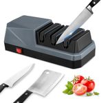 Electric Knife Sharpener, 3 Stage Professional Kitchen Knife Sharpeners with Diamond Wheel & Ceramic Wheel, Any Sharp Knife Sharpeners for Kitchen Knives, Repair and Sharpening of Knives