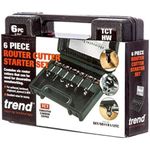 Trend 6 Piece Router Bit Starter Set, 1/2 Inch Shank, Tungsten Carbide Tipped, Storage Case Included, SET/SS11X1/2TC