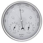 JAOK Analog Barometer with Thermometer Hygrometer, 3 in 1 Weather Station for Indoor and Outdoor,Sainless Steel Frame(Silver)