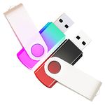 2 Pack 32GB USB Flash Drives Gradient Color USB 2.0 Memory Stick Wholesale Bulk Swivel Design Thumb Drive for Data Storage (Purple Cyan, Red Black)