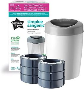 Tommee Tippee - Papelera de pañales Sangenic, incluye 6 casetes de repuesto, color blanco y gris