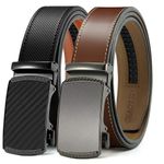 Ratchet Belts for Men 2 Pack - 1 3/8" Leather Belts Men - Design Belt Meet Almost Any Occasion and Outfit