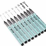 Writech Black Fineliner Pens, Set of 9 Precision Multiliner Micro Pens, Quick Dry Waterproof Ink Drawing Pens for Artist Illustration, Sketching, Bullet Journaling, Manga