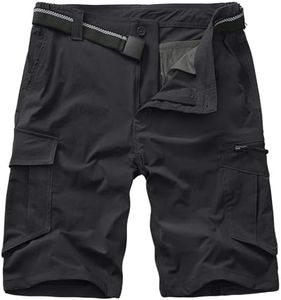 Toomett Mens Outdoor Casual Expandable Waist Lightweight Water Resistant Quick Dry Fishing Hiking Shorts,6230,Black,42