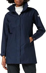 Helly-Hansen Women's Standard Aden Waterproof Breathable Hooded Long Rain Jacket, Navy, Medium