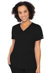 Med Couture Touch Women's V-Neck Knit Back Top, Black, Medium