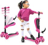 6 Wheeled Scooter for Kids - Stand & Cruise Child/Toddlers Toy Folding Kick Scooters w/Adjustable Height, Anti-Slip Deck, Flashing Wheel Lights, for Boys/Girls 2-12 Year Old - Hurtle