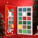 DE'LANCI Christmas Makeup Palette,18 Colors Highly Pigmented Multichrome Red Green Eyeshadow Pallet,Matte Shimmer Eye Shadow,Red Green Gold Fine Pressed Glitter Shades for Face Body | Grinch Makeup