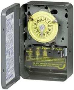 Intermatic T101 24-Hour Mechanical Time Switch - Reliable Control for Various Loads, 12 ON/Off Operations - Manual Override & Included Trippers, Designed for Industrial, Commercial, Residential