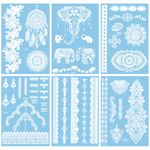 Diva Woo White Henna Temporary Tattoo Stickers Henna Body Paints Designs for Women Girls (Pack of 6 Sheets)