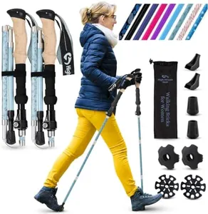 Walking Sticks for Men & Women - 14.5” Foldable Hiking Poles for Backpacking, Exercising and Traveling, Set of 2 Nordic Collapsible Trekking Poles (Grey Meadow, 115-135cm)