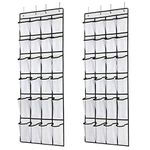 SAVERHO Hanging Shoe Organizer, Over The Door Shoe Organizer with 24 Mesh Large Pockets Door Shoe Rack for Men Women Kids Hanging Door Shoe Holder Size:58x21 Inch (White-2pack)