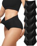 LEVAO Black Seamless High Waisted Underwear for Women No Show Full Coverage Briefs Stretchy Invisible Panties Pack of 6