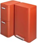 Caraway Rectangular Trash and Recycling Duo - Stainless Steel 13 Gallon Step Trash Can and 2-Drawer Recycling Bin - Clay
