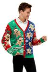 U Look Ugly Today Men's Ugly Christmas Cardigan, Funny Chrunky Xmas Jumper for Party Pullover Sweater, Gingerbread Rocks, S