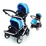 Kids Kargo Double Twin Tandem Pushchair. Duellette 21 BS Suitable for Newborn When Used with car Seats or Twins from 6 Months. Stroller by Kids Kargo (French Aqua)