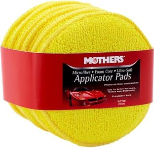 Mothers Microfiber Polishing Pad and Cleaning Pads for Car Detailing, 5 Inch Diameter, Yellow, 6 Pack