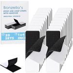 BONZELLA 20pcs Self Adhesive Hook and Loop Strips Tape 1x4 Inch, Mosquito Net Mounting Tapes for Home & Office, Multipurpose Double Sided Adhesive Hook & Loop Stickers for Crafting & Hanging (Black, 1in X 4in)