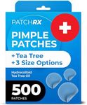 PatchRx Pimple Patches for Face (500 Patches), Hydrocolloid Acne Patches with Tea Tree Oil, Pimple Patch Pimple Stickers - Hydrocolloid Patch Acne Dots - Acne Pimple Patches For Face - Zit Patches