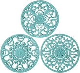 Extra Thick Silicone Trivet Mat for Hot Dishes, Hot Pots and Pans, Pot Holder, Hot Pad to Portect Your Table and Countertop, Kitchen Decor and Accessories,Turquoise,Set of 3