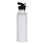 Neihepal White Stainless Steel Water Bottles,24 Ounce Vacuum Insulated Double Wall Travel Bottle with Leak-Proof Straw Lid of Handle,Metal Reusable Standard Mouth Flask Thermoses for Hikers,Gift