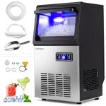 COSTWAY Commercial Nugget Ice Maker Machine, 90 Lbs/24H Chewable Pellet Ice, 10 Lbs Storage Bin, Self-Cleaning, Under Counter Soft Sonic Ice Machine for Office Kitchen Bar Cafe, Stainless Steel