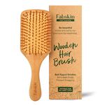 Fabskin Wooden Paddle Hair Brush For Men & Women | Cushioned Hair Brush Comb With Bamboo Bristles | Detangling, Hair Styling, Blow Drying, Non Static