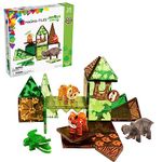 Magna-Tiles Jungle Animals 25-Piece Set - 3D magnetic building tiles, Clear Colors