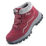 ZHNSHM Snow Boots For Women Warm Anti -Slip Comfortable Winter Boots Outdoor Ankle Boots Anti-Freeze Hiking Boots Red