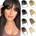 Alaleibaby Clip in Bangs Human Hair 100% clip in hair extensions real human hair black Air bangs hair clip human hair Hairpieces for Women Curved Bangs for Daily Wear