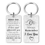 Jzxwan Bonus Dad Keyring Gifts, I Love You Step Dad Gifts, Appreciate Bonus Dad Birthday Gifts Key Ring, Stepdad Present