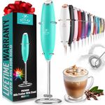 Zulay Powerful Milk Frother Handheld Foam Maker for Lattes - Whisk Drink Mixer for Coffee, Mini Foamer for Cappuccino, Frappe, Matcha, Hot Chocolate by Milk Boss (Caribbean Aqua)