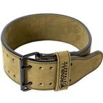 Powerlifting Belt/Weight Lifting Belt - 10mm Double Prong - 4-inch Wide Suede Leather - Power Back Support for Weightlifting, Strength Training, Strongman - Men & Women (X-Large, Green)